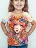 Girl Clothes Cute Cartoon Girl 3D Print Summer Casual Short Sleeve Fashion O-Neck Kids Top Trendy Streetwear Children's Clothing
