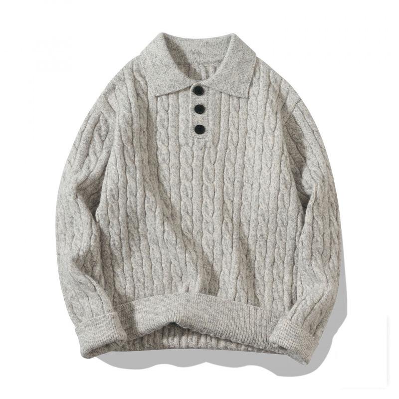 Mr. NR Men's Light Luxury Casual Polo Shirt - Solid Color, Fine Stripe, Brushed Knit Sweater