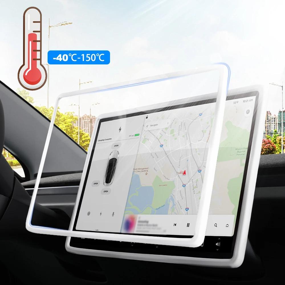 Zentrales Steuerungsbildschirm Silikon-Schutzrahmen für Tesla Model 3 2025-2025 Model Y 2017-2025 Display-Rand Schutzfolie Teil