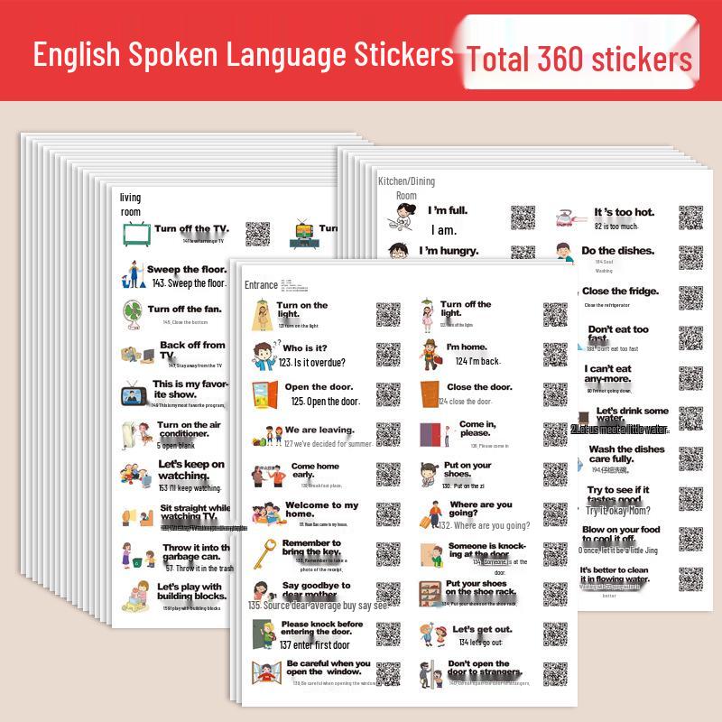 Waterproof English Word Stickers for Kids - Early Education and Daily Use