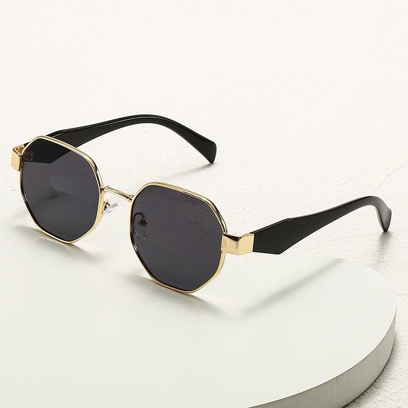 New European and American Fashion Versatile Metal Sunshade Sunglasses Personalized Polygon Internet Celebrity Sunglasses