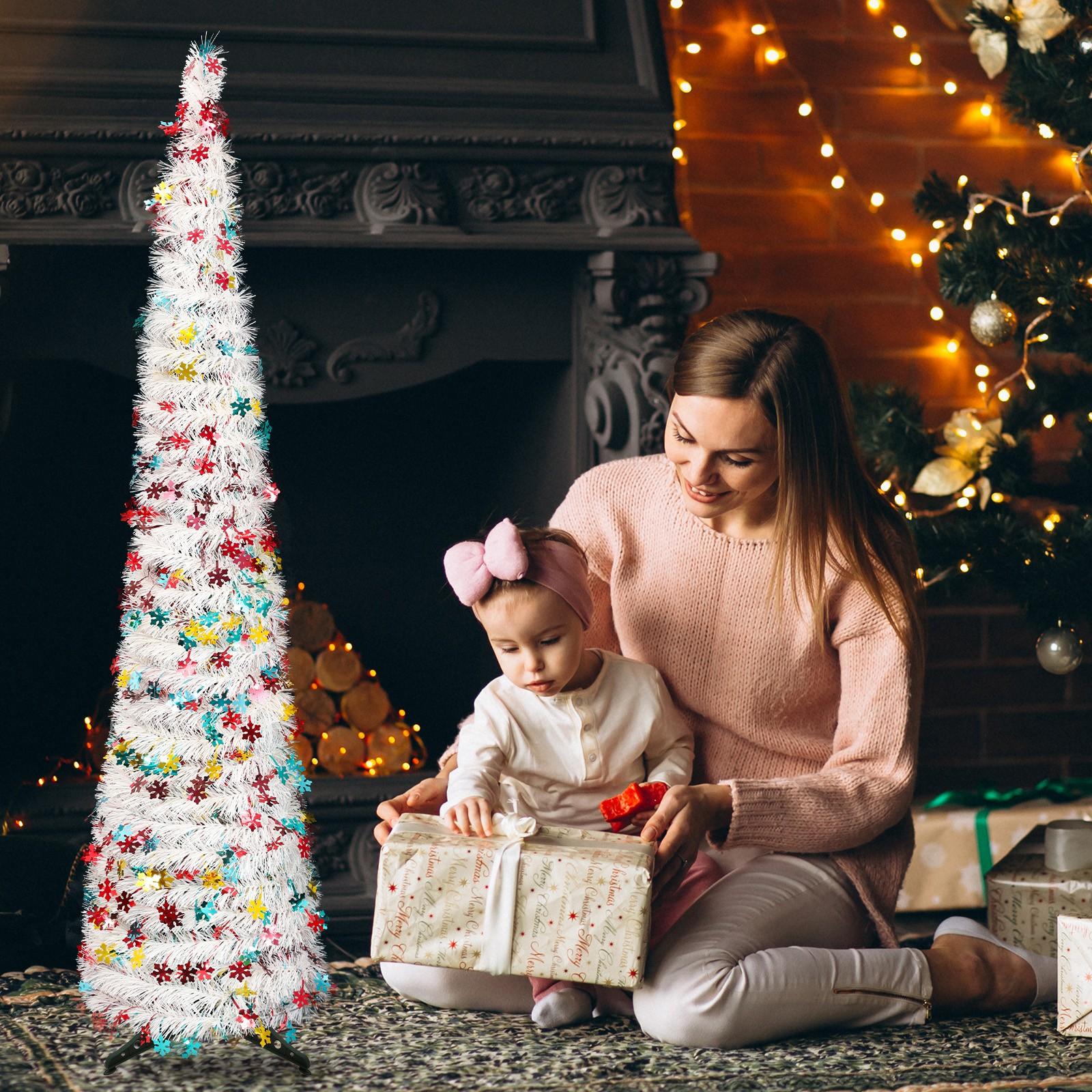 

5FT Christmas Tree Decorations Indoor, Artificial Christmas Tree Skinny Christmas Trees Or Christmas Home Room Apartment Decor One Size