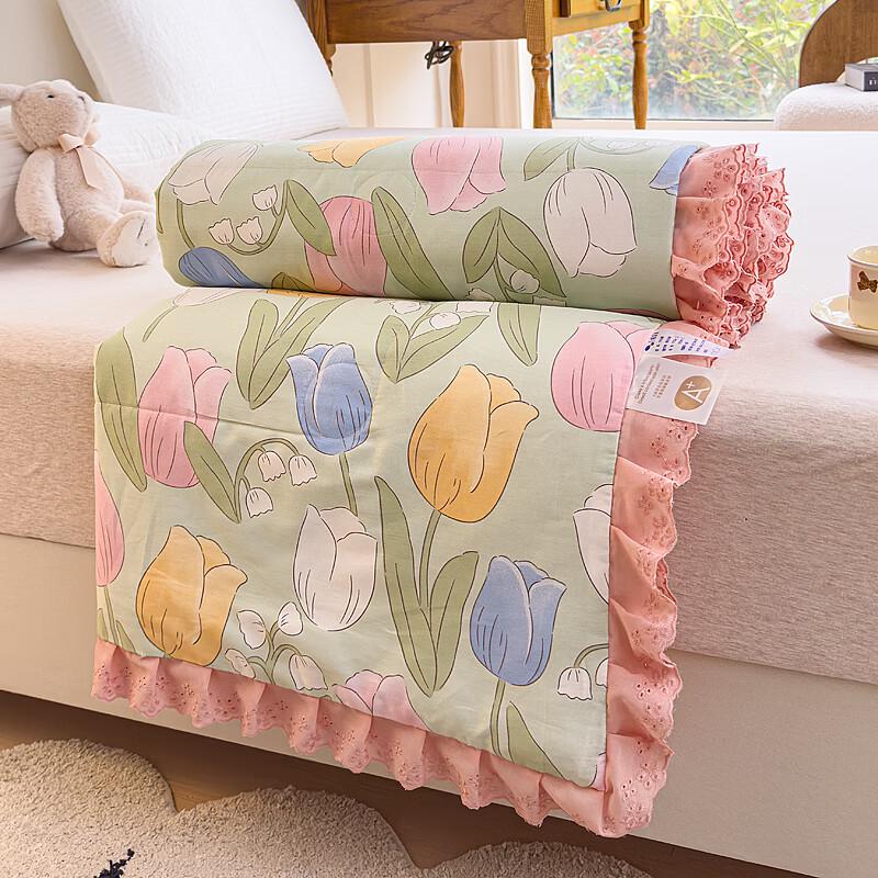 Aosimen Reine Baumwolle Prinzessin Spitze Steppdecke