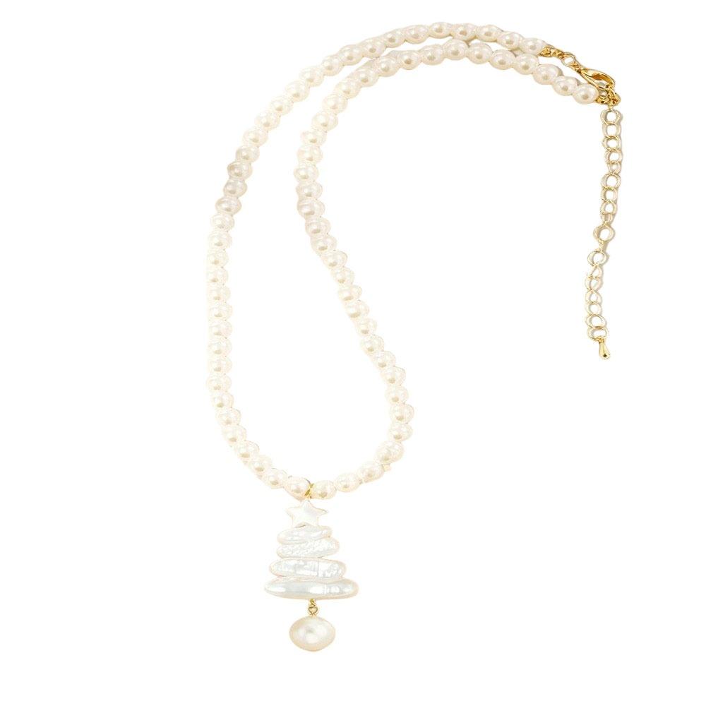 Irregular Pearl Drop Earrings Pearl Flower Christmas Tree Necklace Jewelry Accessories