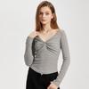 Shetu Women's American Retro Twist Knit Long Sleeve T-Shirt