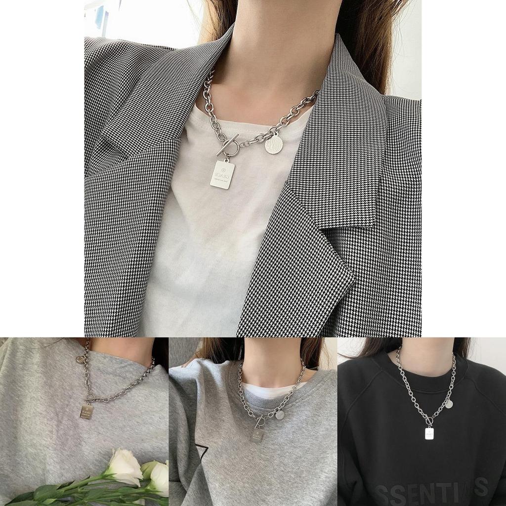 Ins Trendy Inspired Titanium Steel Choker Necklace For Women With Unique Letter Pendant