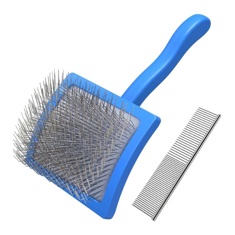 

Dog Cats Deshedding Brush With Comfortable Grip Handle Efficient Hair Removal Tool For Long Haired Pet Bichon Use 1