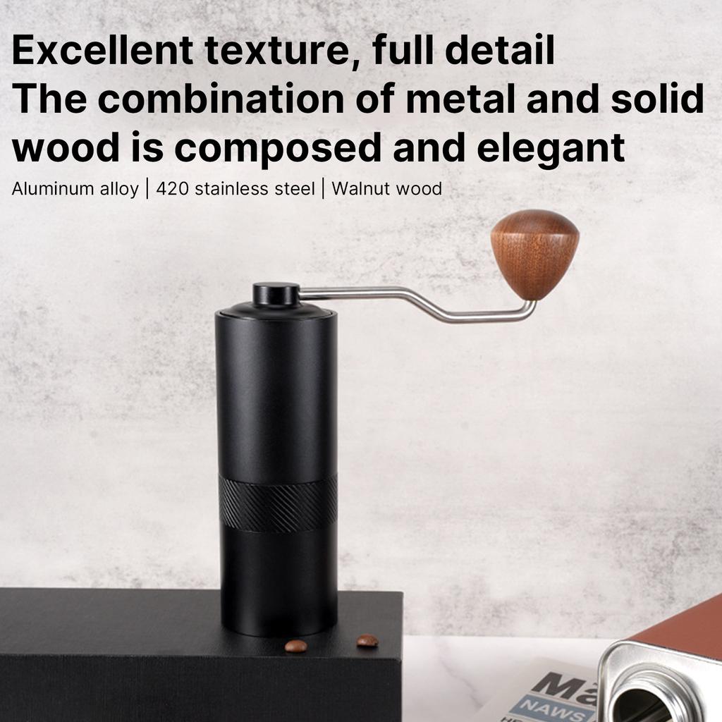 Manual Coffee Bean Grinder with Ergonomic Wood Crank 6 Core Conical Burr Digital Grinding Degree