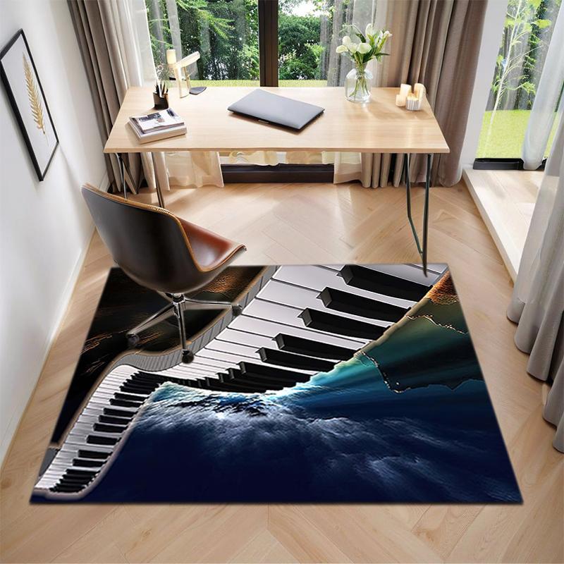 1Pc Piano keys music Printed circular carpet, home door mat, outdoor travel protection carpet A11