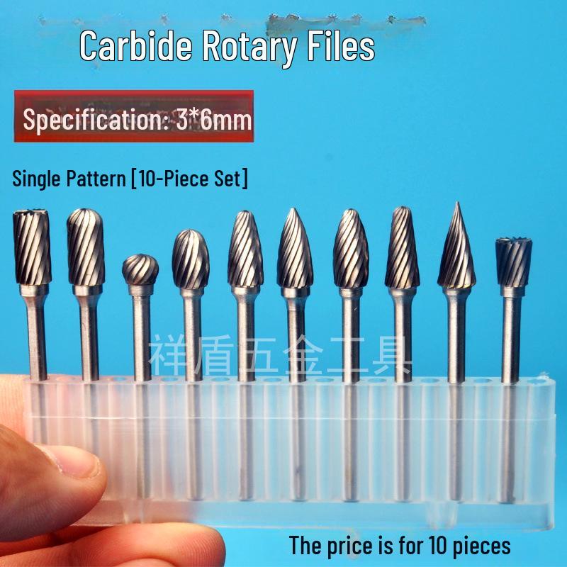 Tungsten Steel Carbide Rotary File Set - Double Grain Engraving and Milling Cutter for Woodworking, 3x6mm