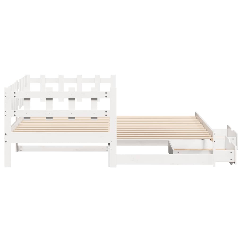 Pull Out Daybed with Drawers Without Mattress White 90x190 Cm