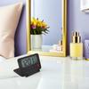 Small Alarm Clock Ultrathin LCD Display Battery Powered Non Ticking Date Temperature Flip Cover Night Light