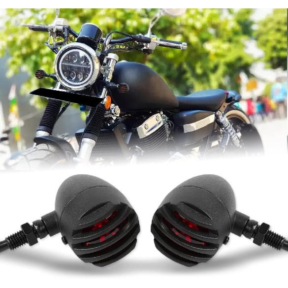 DREAMIZER Universal Motorcycle Turn Signals Light Bullet Black Driving Indicator Lights Brake Lamp for Motor Bikes and ATV - Amber Light