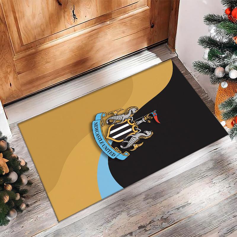 Tappeto in Velluto di Cristallo con Stampa di Calcio del Newcastle United, Comodo Assorbente d'Acqua Antiscivolo Tappeto per Pavimento Interno