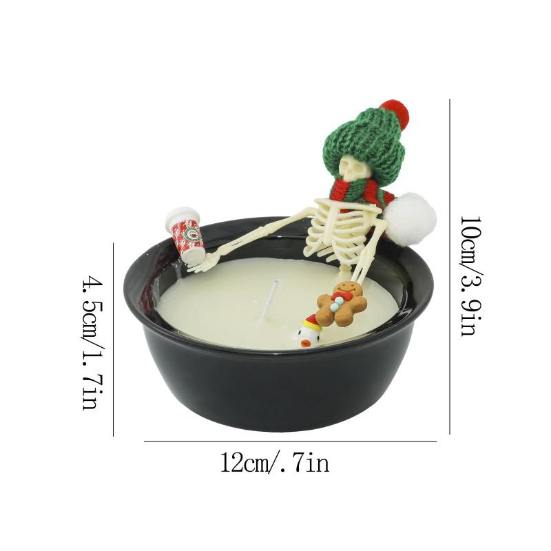 Halloween Skeleton Candle Bath Decor Set - Milk Themed Tabletop Ornament Party Centerpiece