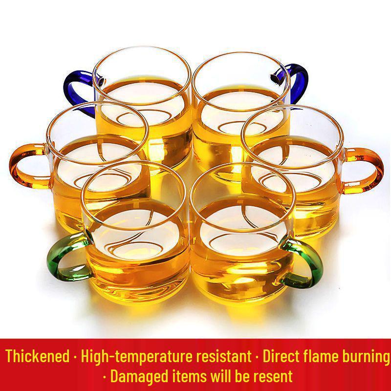 Heat-Resistant Glass Tea Cup with Handle - Household Gongfu Style, Transparent and Thickened for Individual Use