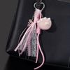 Sweet Original Cross-Border Paw Print Bowknot Fur Ball Keychain Pendant