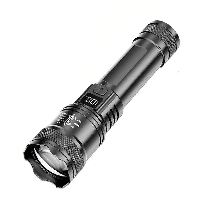 Powerful LED Flashlights Type-c Rechargeable Telescopic Zoom Tactical Torch Built-in Battery for Camping Emergency Lamp
