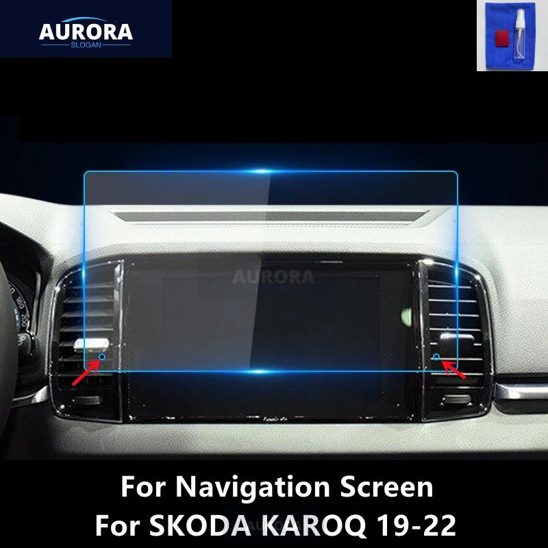 Für SKODA KAROQ 18-22 Navigationsbildschirm Transparente TPU Schutzfolie Kratzfest Reparaturfolie Zubehör Umbau