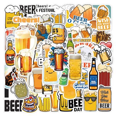 55 New Beer Beer Doodle Stickers Scooter Suitcase Water Cup Cartoon Stickers