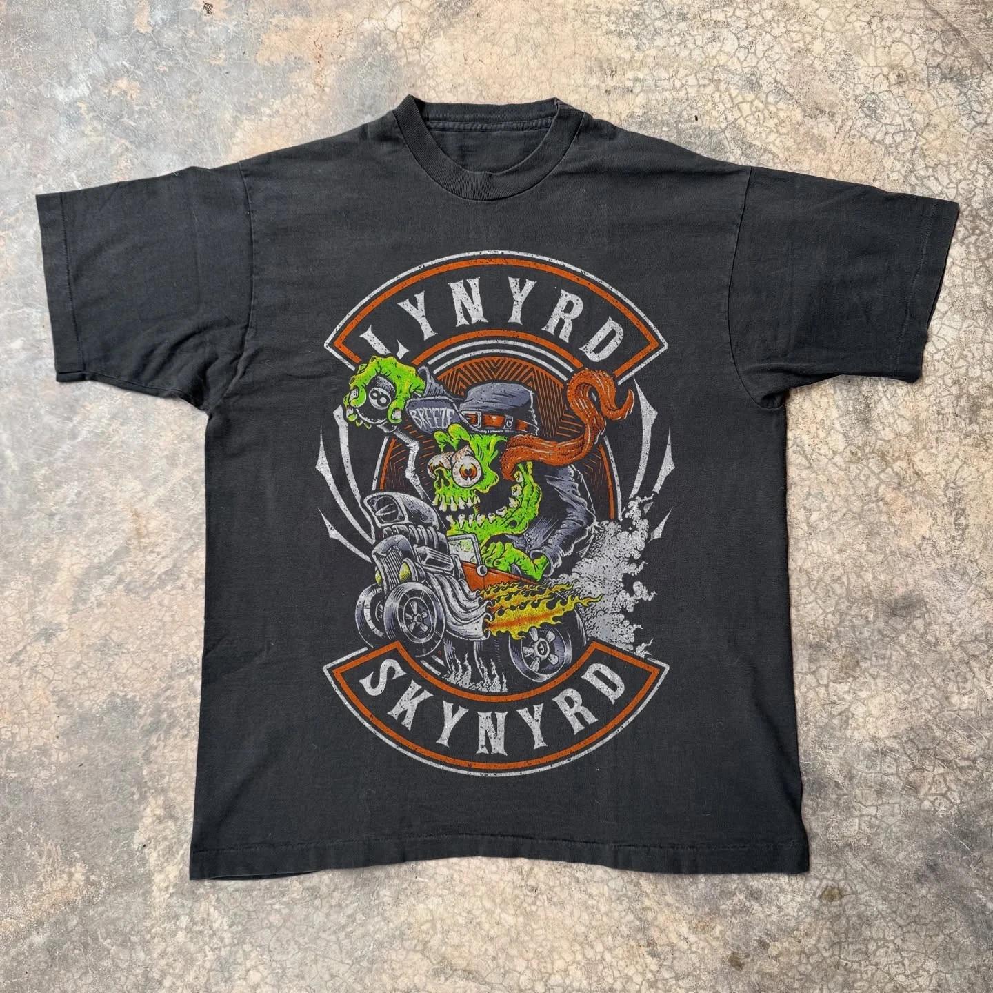 Rare Lynyrd Skynyrd Hot Rod Monster Unisex Black T-Shirt Size S-5XL S
