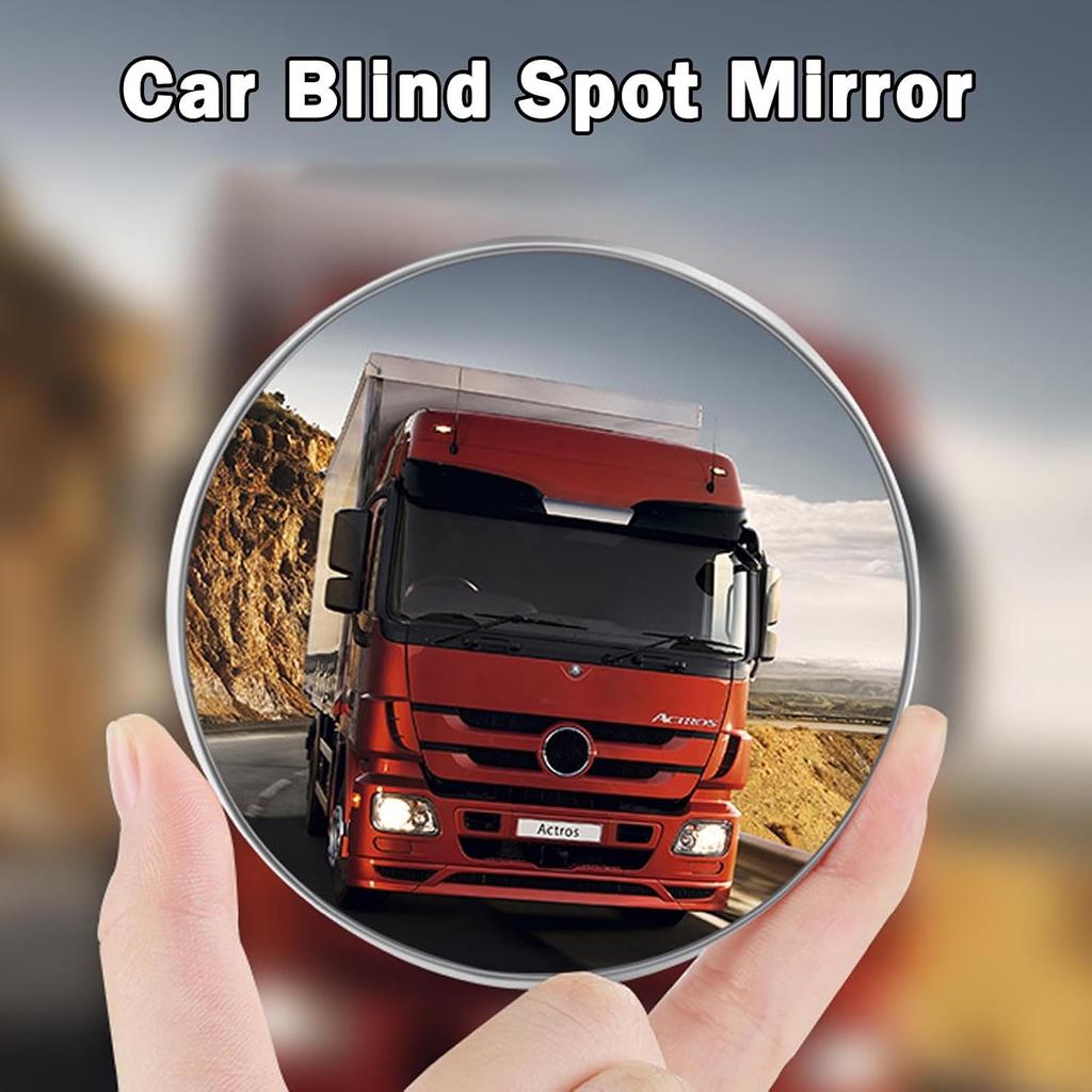 2Pcs Large Stick-on Blind Spot Car Mirror, 3.75" Convex Rear View Mirrors | Non-Adjustable Big Round HD Glass Blindspot Convex Rearview Mirror for