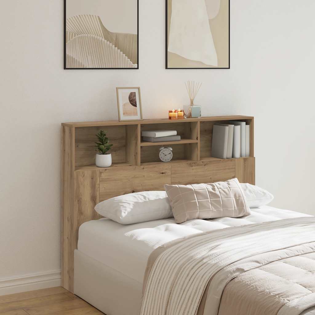 Vidaxl Bettkopfteil mit Regalen, Artisan-Eiche, 140 x 19 x 103,5 cm