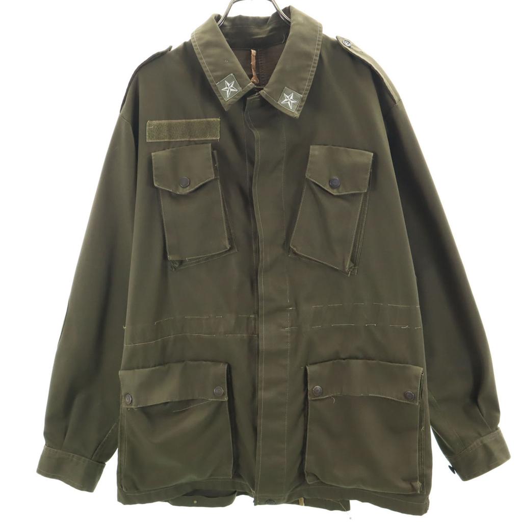 ITALIAN ARMY 70s vintage Combat Jacket khaki Military Euro Men's Used