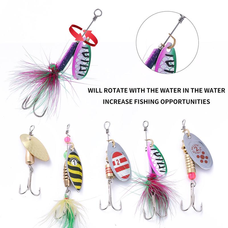 Rotating Sequin Fishing Bait 5pcs/box Cardboard Loaded Metal Outdoor Sea Fishing Gear Fishing Bait