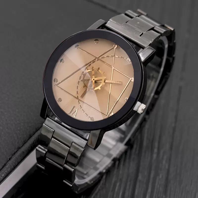 Luxury Men's Watch Black Compass Stainless Steel Quartz Wrist Watch