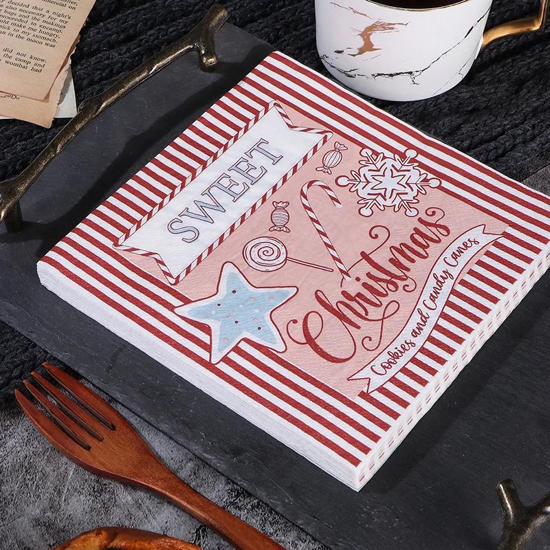 20 teile/paket 33*33 cm 2-lagig Einweg Party Serviette Weihnachten Muster