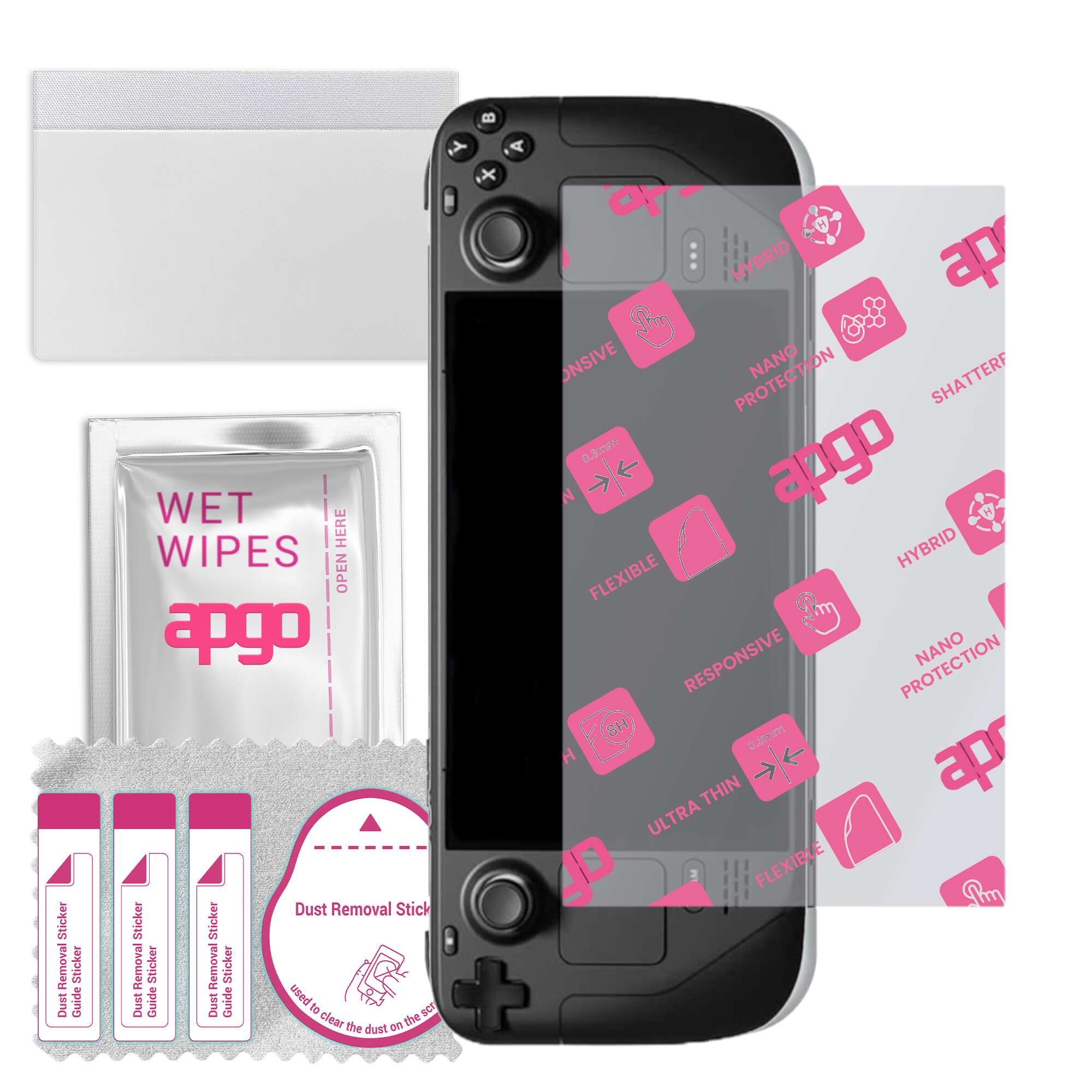 

apgo Ultra-Clear Hybrid protective glass compatible with Steam Deck, flexible nano glass, great replacement for tempered glass, scratch-resistant, ful