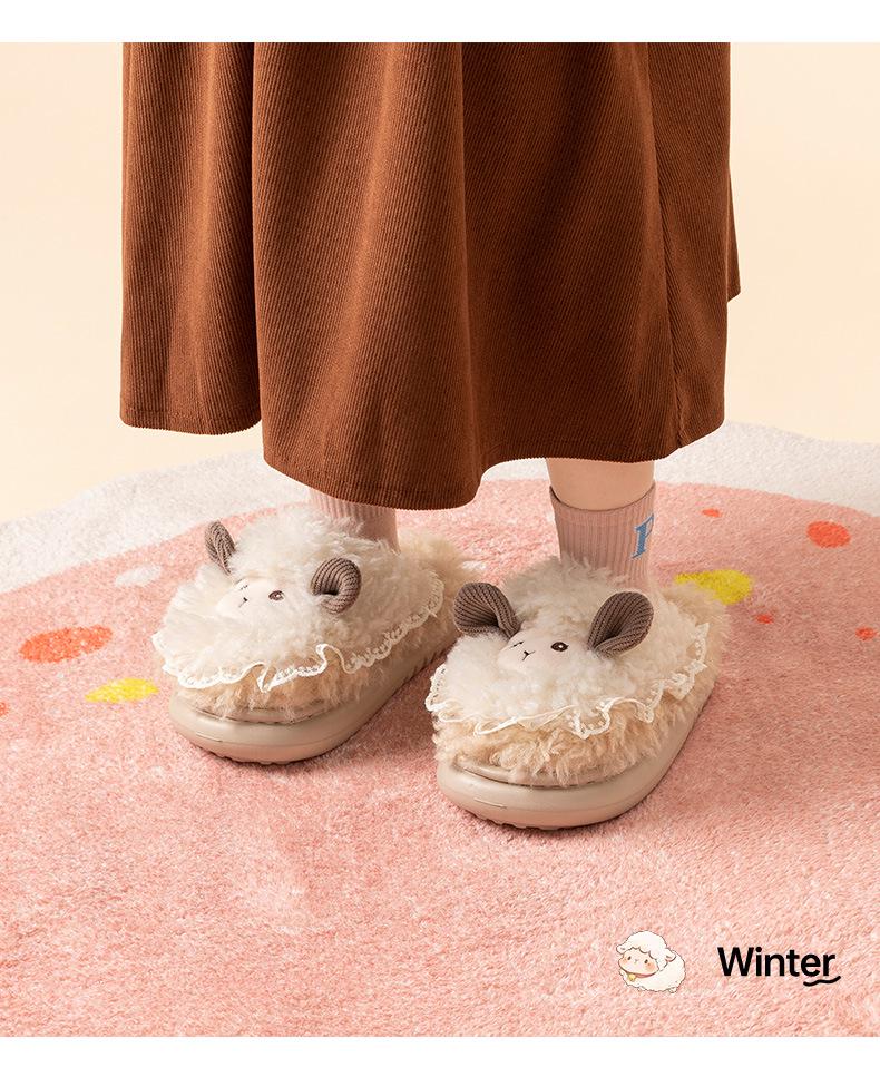 Kids' Plush Little Sheep Cotton Slippers - Cute & Cozy for Fall/Winter 2025