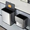 Stainless Steel Trash Bin Sliding Lid Household Storage No-Mark Sticker