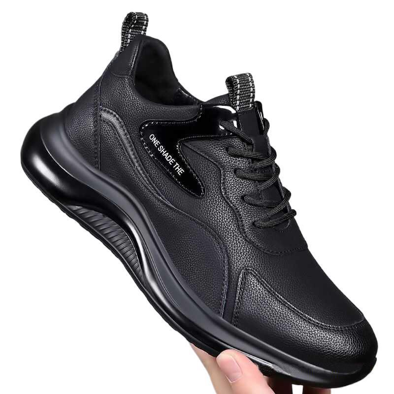 Men's Sneakers New Fashionable Casual Shoes Breathable Simple Running Shoes Black Lace-up Soft Sole Shoes for Men