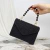 Pearl Chain Shoulder Bags Luxury Purse Gold Bright Silk Evening Bag Women Elegant Fashion Banquet Clutch Female Handbag