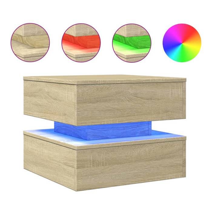 VidaXL Table Basse avec Lumières LED, Bout de Canapé, Table d'Appoint, Meuble de Salon Salle de Séjour Intérieur, Moderne, 839856