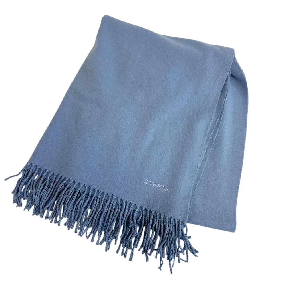 HERMES cashmere Scarf blue cashmere Used