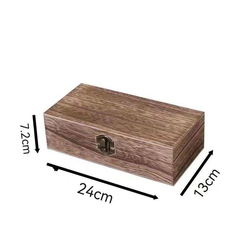 Retro Rectangular Wooden Storage Box Clamshell Desktop Organizer Jewelry Gift Box For Home Decor Organizador