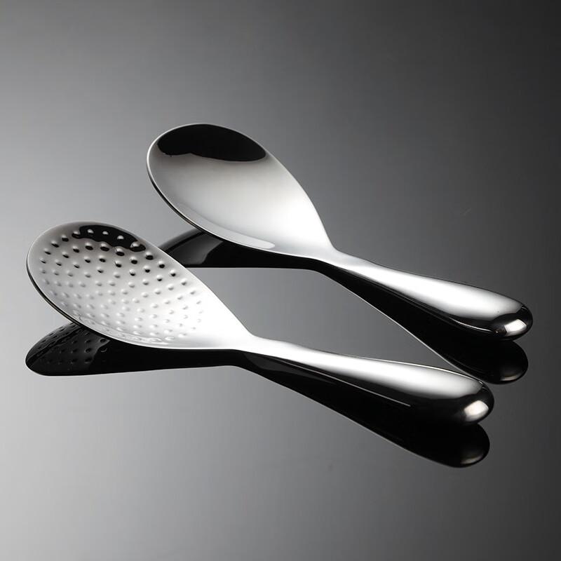 ZISIZ Hollow Mirror Polished Dimpled Rice Serving Spoon