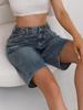 Europäischer & Amerikanischer Stil Zerrissene Verstellbare Lockere Passform Damen Denim Crop Pants
