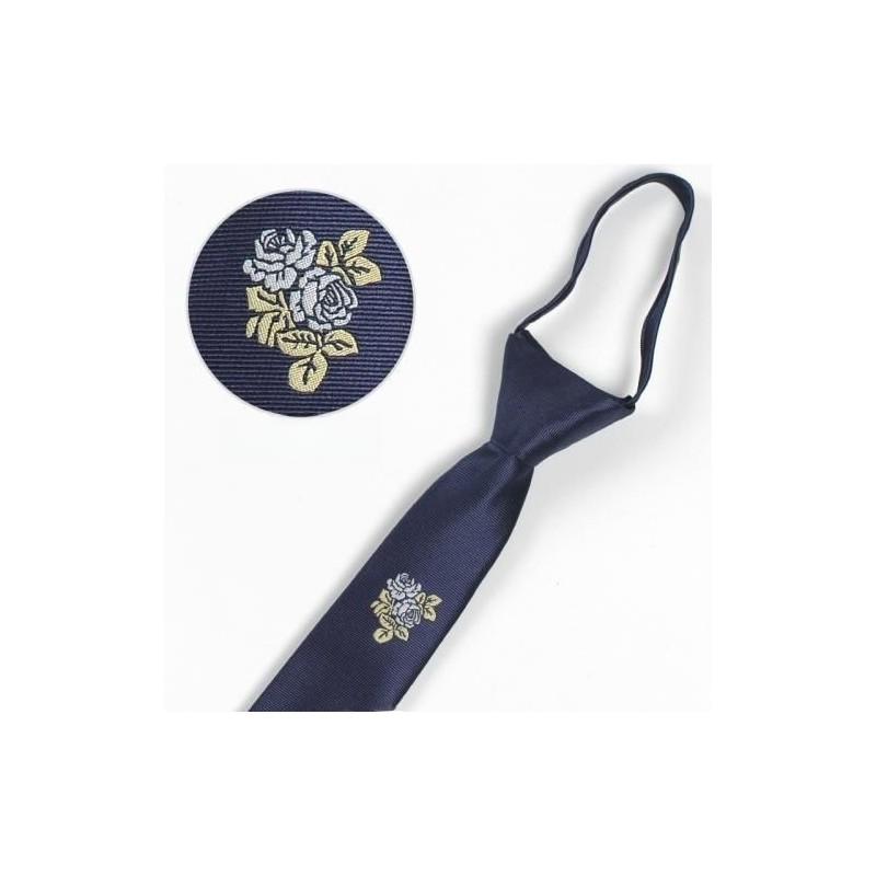 Tiger Head Embroidered Neck Tie For Kids With Striped Wool Material For School Or Casual Wear