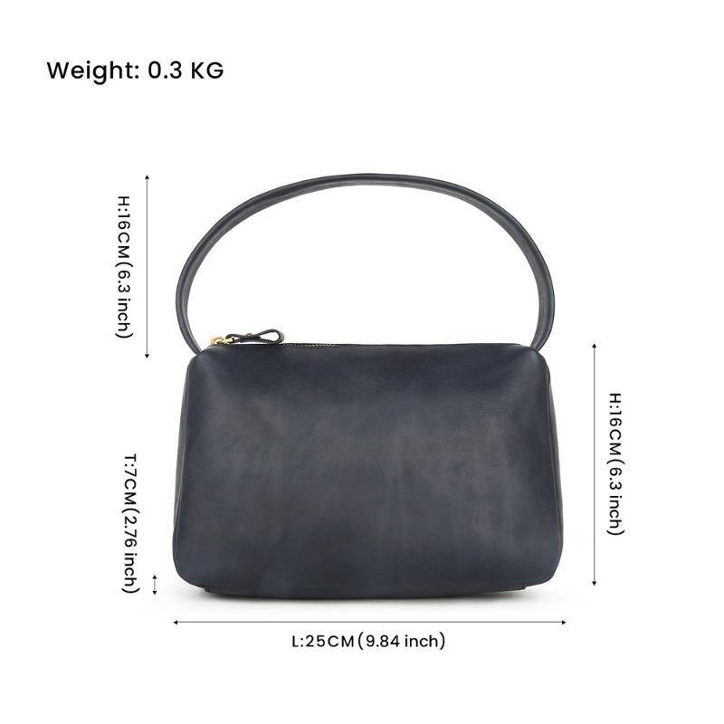 Leather women's bags, large-capacity armpit bags, portable shoulder bags, simple and fashionable vegetable tanned leather shoulder bags.