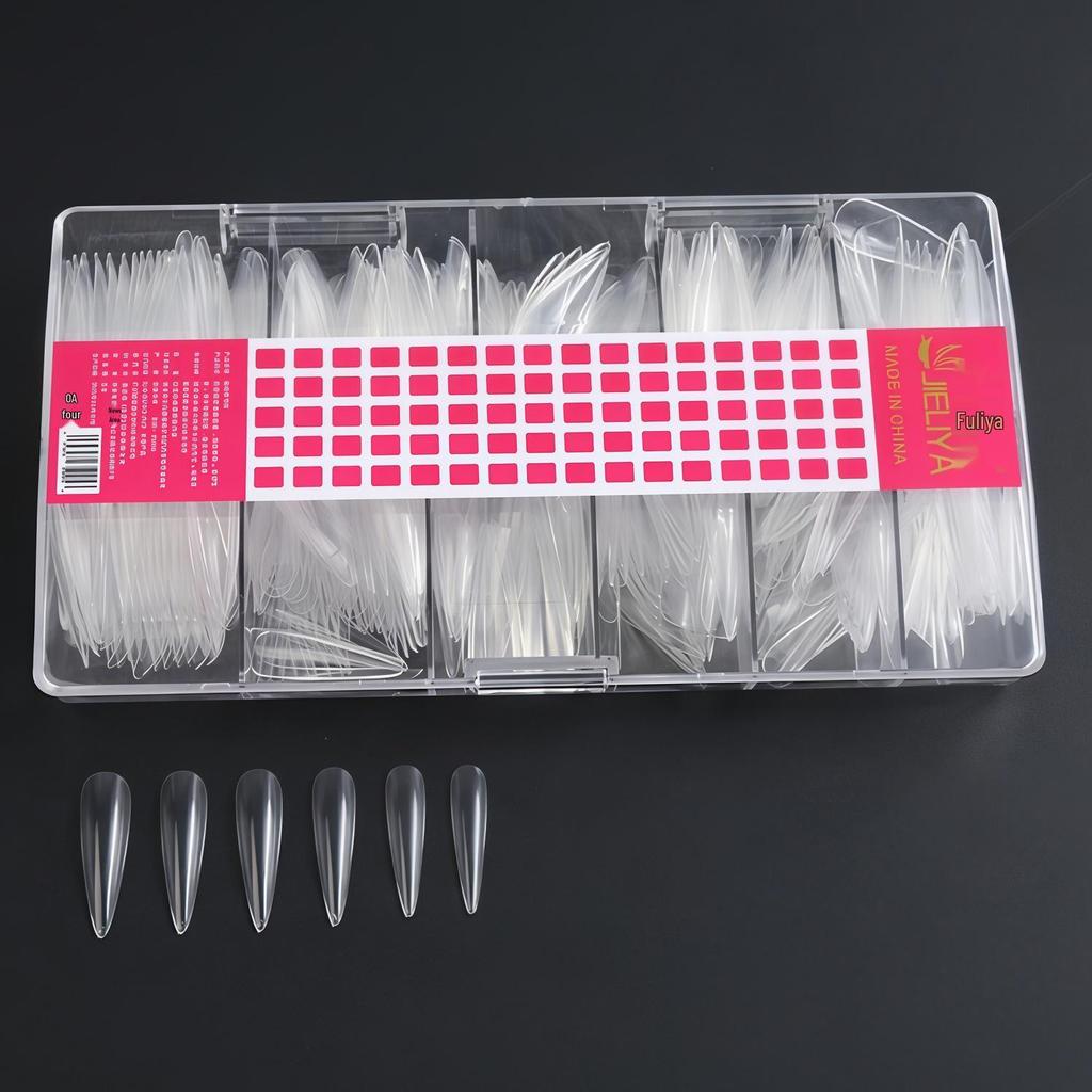 Jieliya Transparent Seamless Dual-Use Nail Tips - 50 Piece Pack
