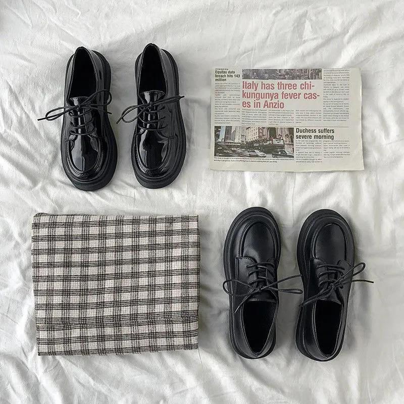 Black Small Leather Shoes Women's Japanese Jk Shoes Spring New British Style Versatile Retro Flat Shoes