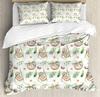 Sloth Bedding Set For Bedroom Bed Home Cartoon Mammal on Tropical Jungle with Green Banana Duvet Cover Quilt Cover Pillowcase