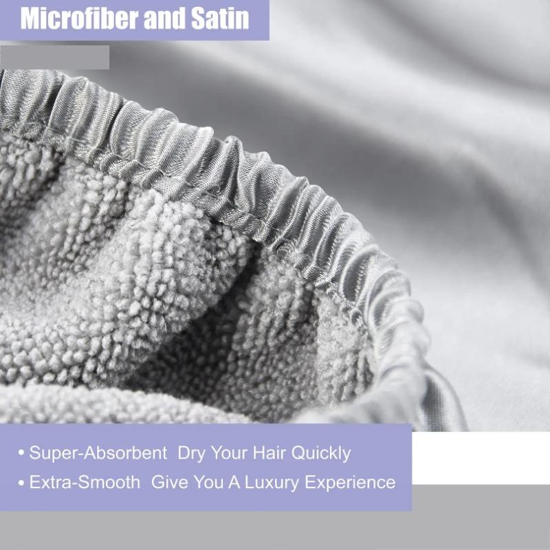 Double Layer Satin Hair Drying Cap Premium Faux Silk Hair Towel Ultra Absorbent Quick Dry Thickened Wrapping Turban for Women