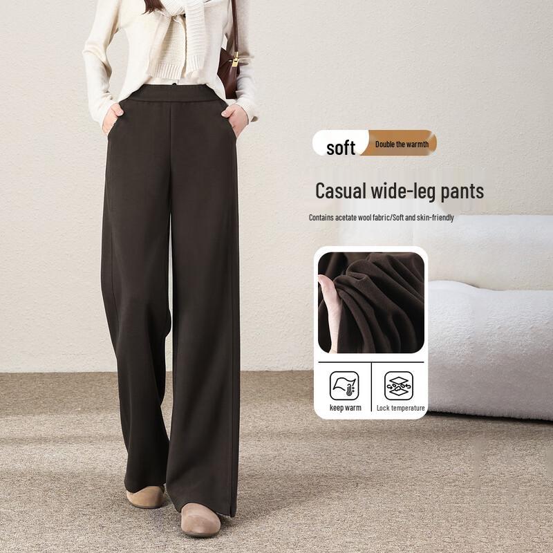 

HSTYLE Women s Maillard Acetate Wool Blend Straight-Leg Trousers XL