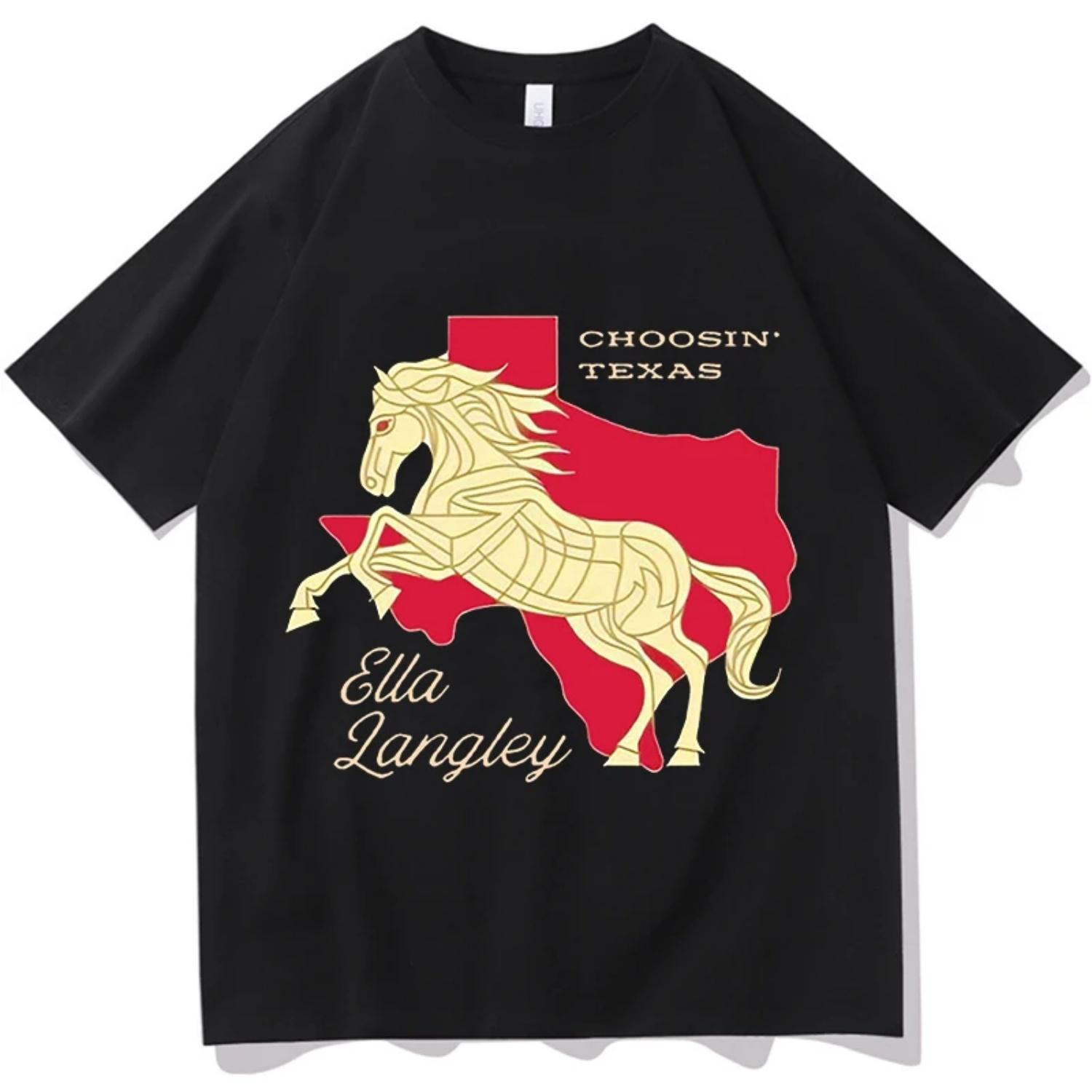 

2026 Ella Langley Choosin Texas T-shirts Men Women Summer Cotton Clothing Casual Fashion Round Neck Short Sleeved Tee Streetwear S разноцветный