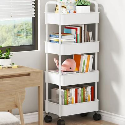 Bookshelf Storage Trolley Mobile Kitchen Organizer Cart With Wheels Multi-Layer Bathroom Shelves Household Snacks Storage Rack